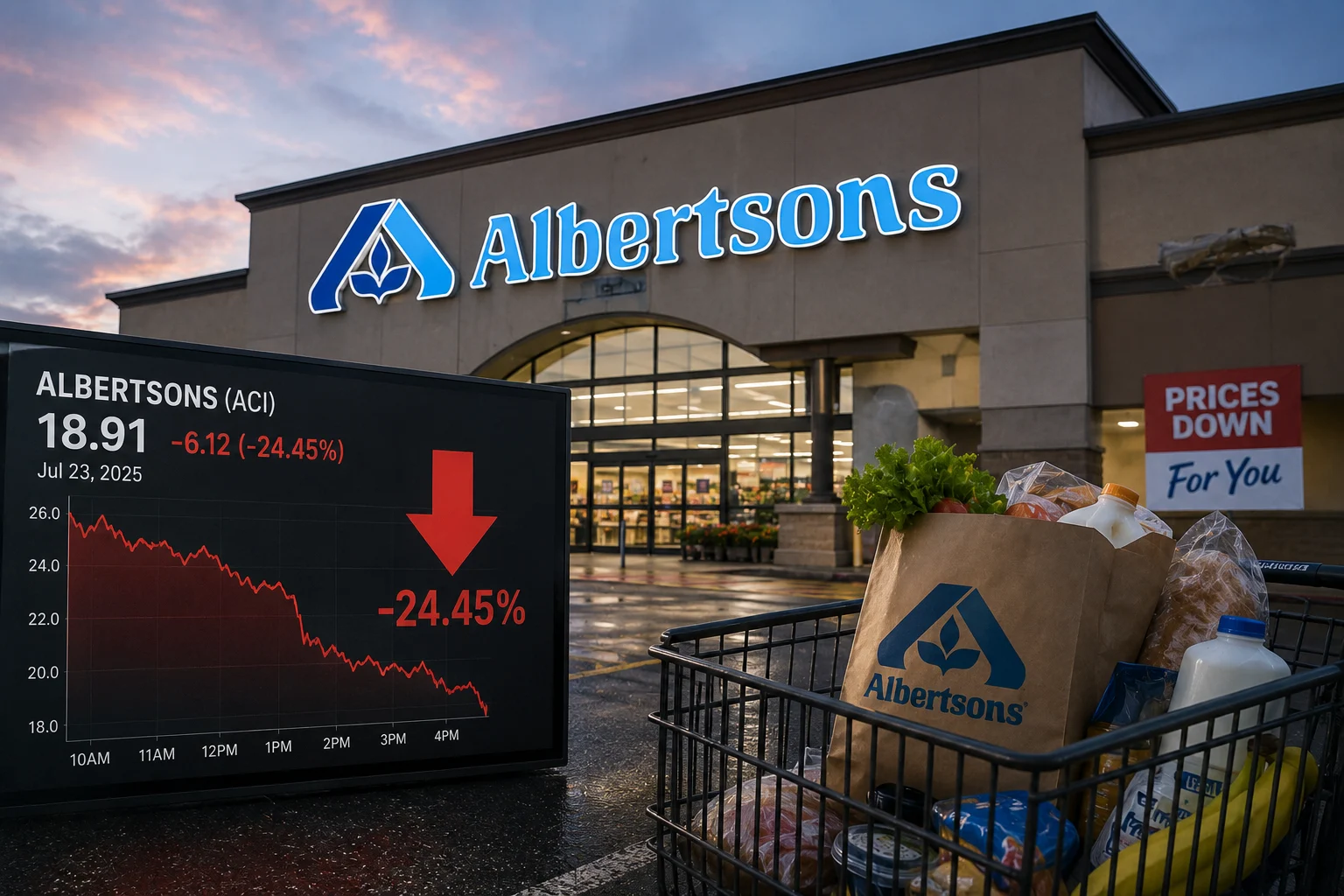 Обложка материала «Акции Albertsons рухнули на 24%: сеть теряет покупателей и вынуждена снижать цены»