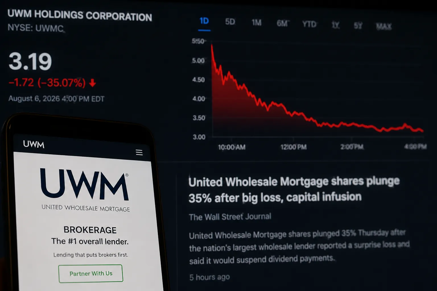 Обложка материала «United Wholesale Mortgage рухнула на 35%: повторится ли 2008 год»